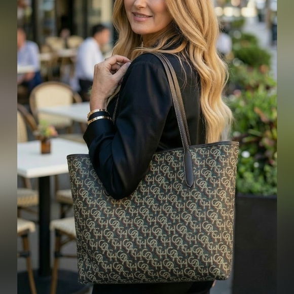 Coach City Tote – Green Monogram Print | Style CF342 - Picture 3 of 13